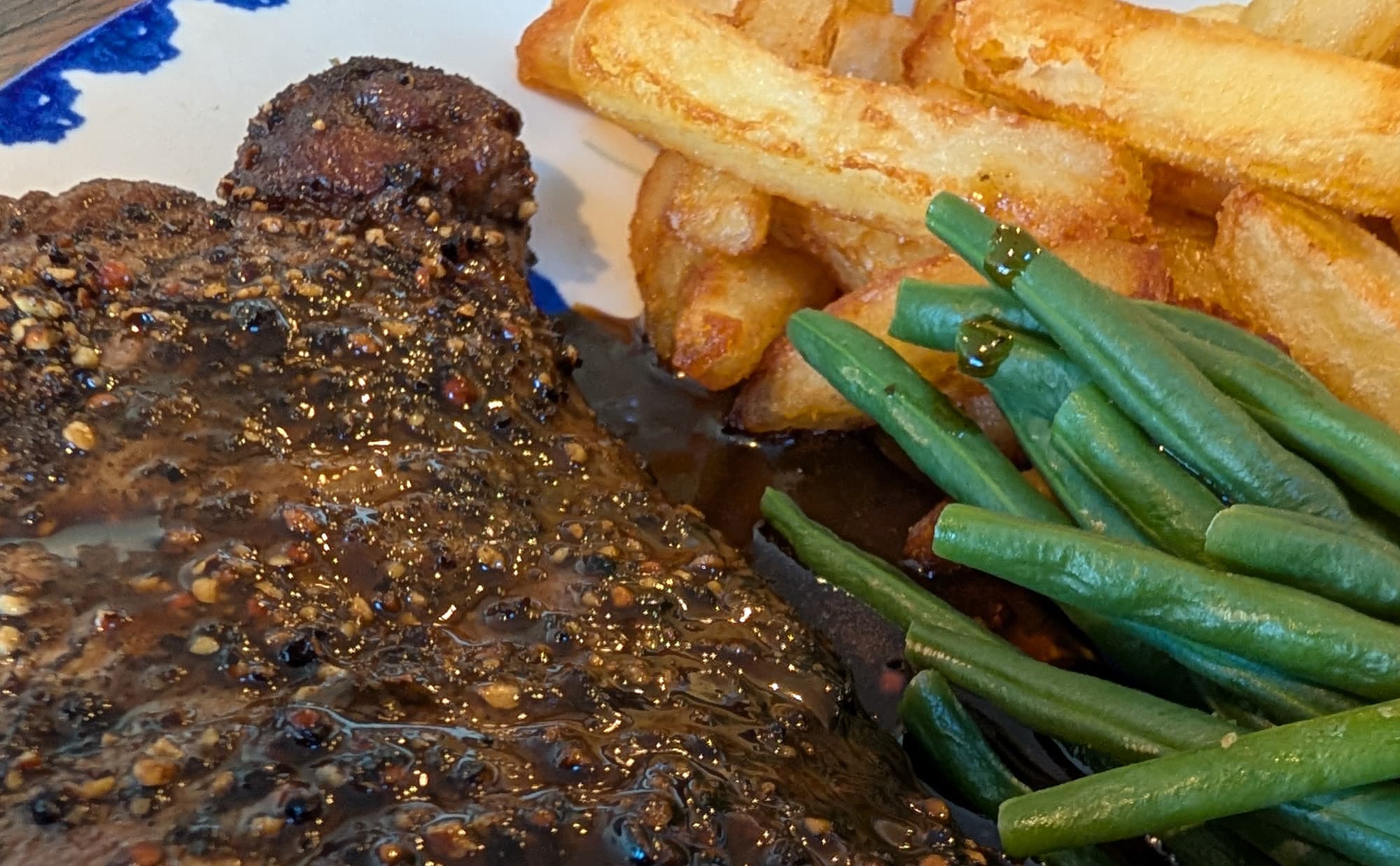 Steak au Poivre with Triple-cooked Chips — finished dish